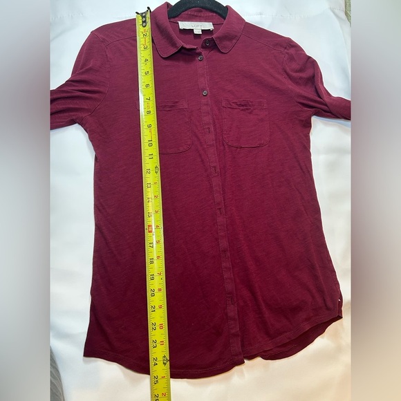 LOFT Burgundy Button-Down Long Sleeve Shirt Women’s XS - Picture 6 of 7